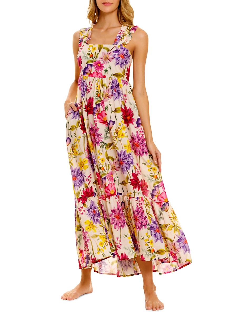 Womens Summer Soire Mika Wind Floral Cotton Maxi Dress Product Image