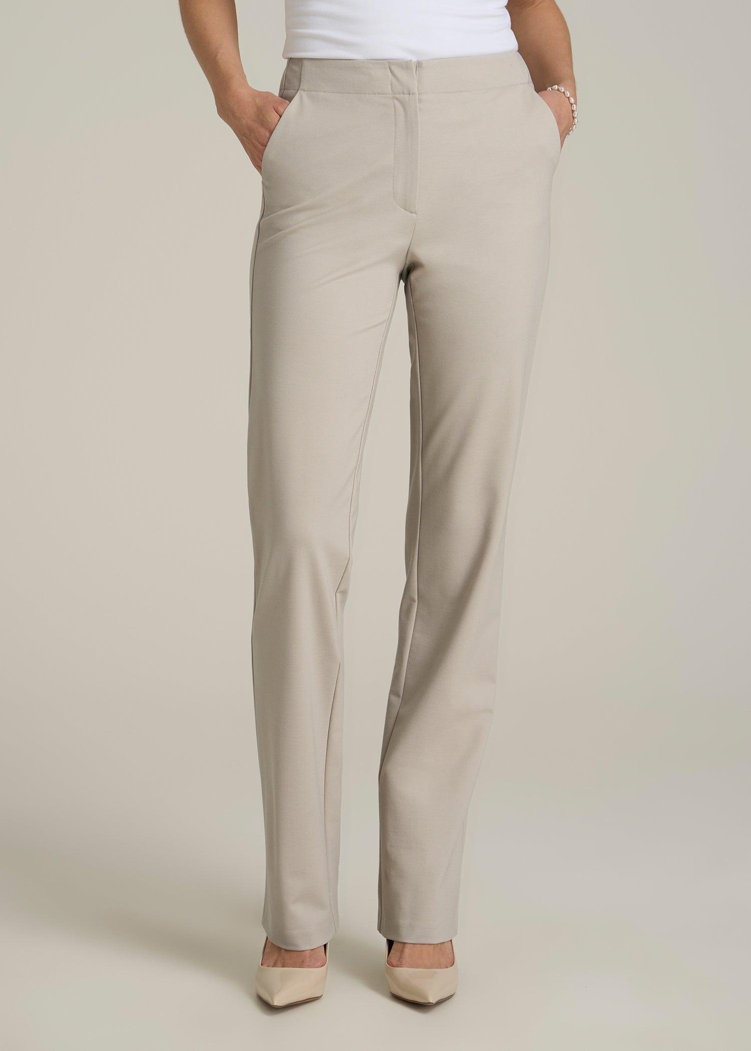 Slim Straight Leg Dress Pants for Tall Women in Stone Female Product Image