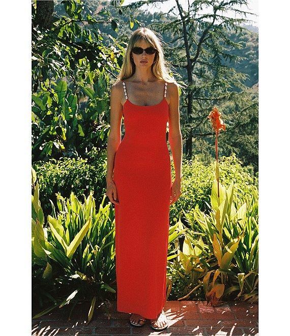 La Porte Melrose Crepe Pearl Detail Swim Cover-Up Maxi Dress Product Image