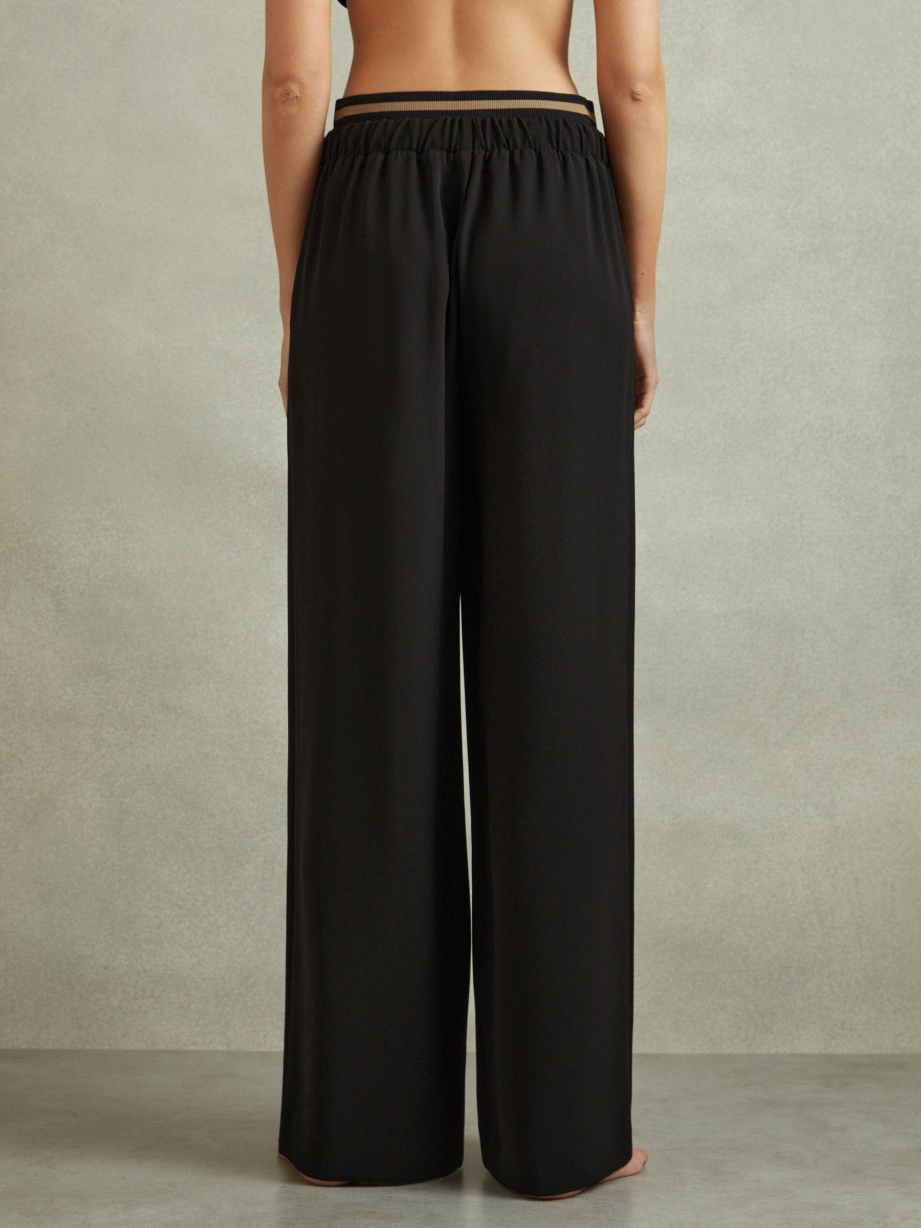 Waistband Detail Wide Leg Trousers in Black Product Image