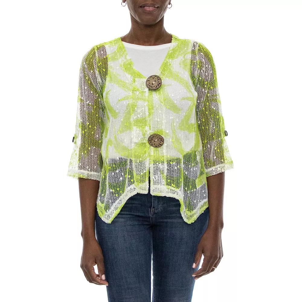 Womens Nina Leonard Print Sheer Cardigan Product Image