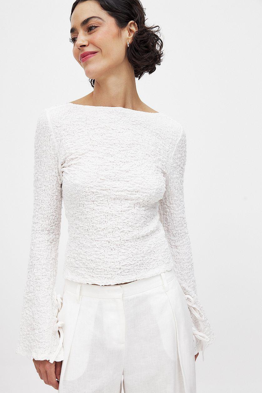 Structured Long Sleeve Top White Product Image