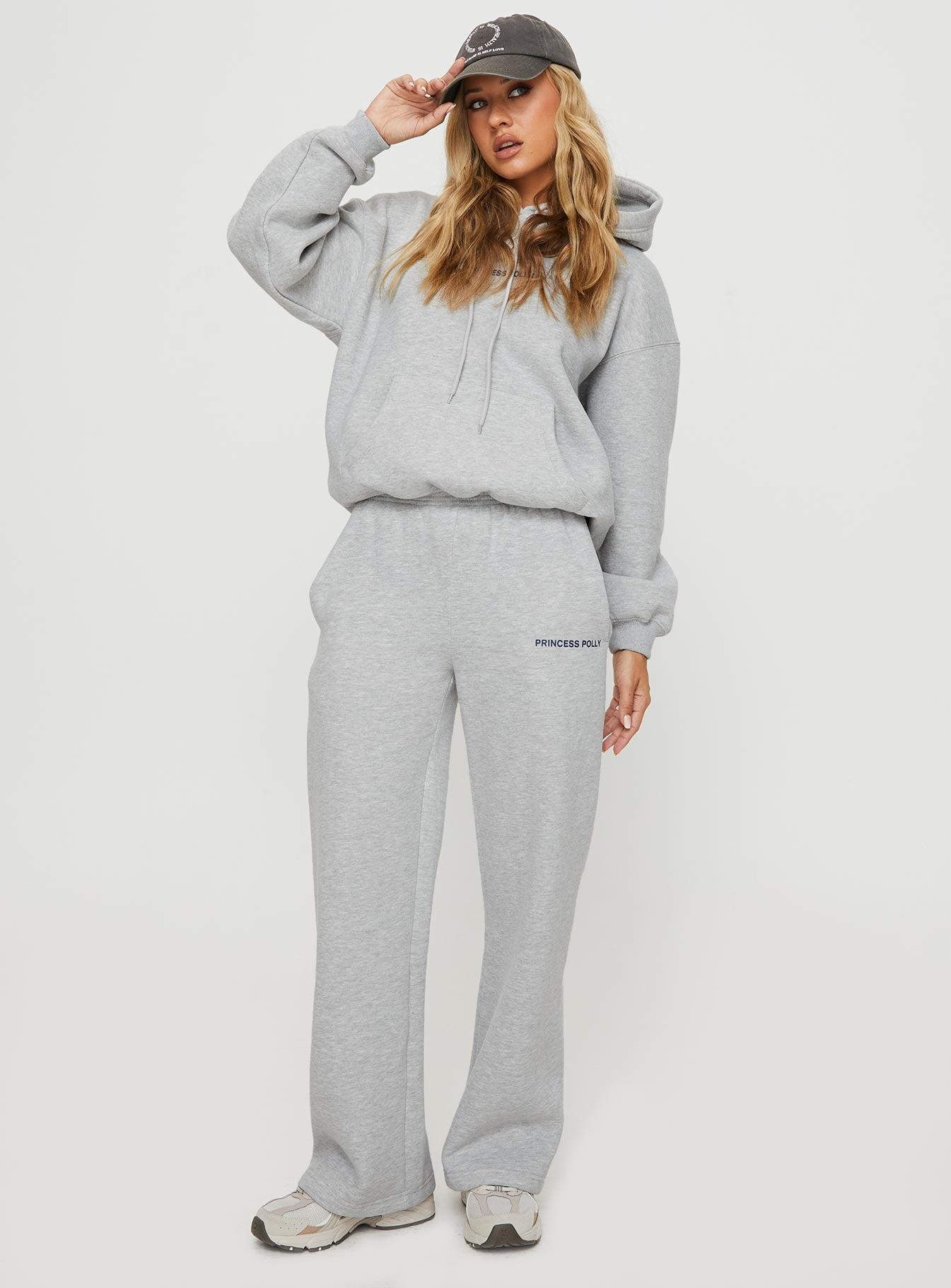 Princess Polly Hooded Sweatshirt Bubble Text Grey Marle / Slate Product Image