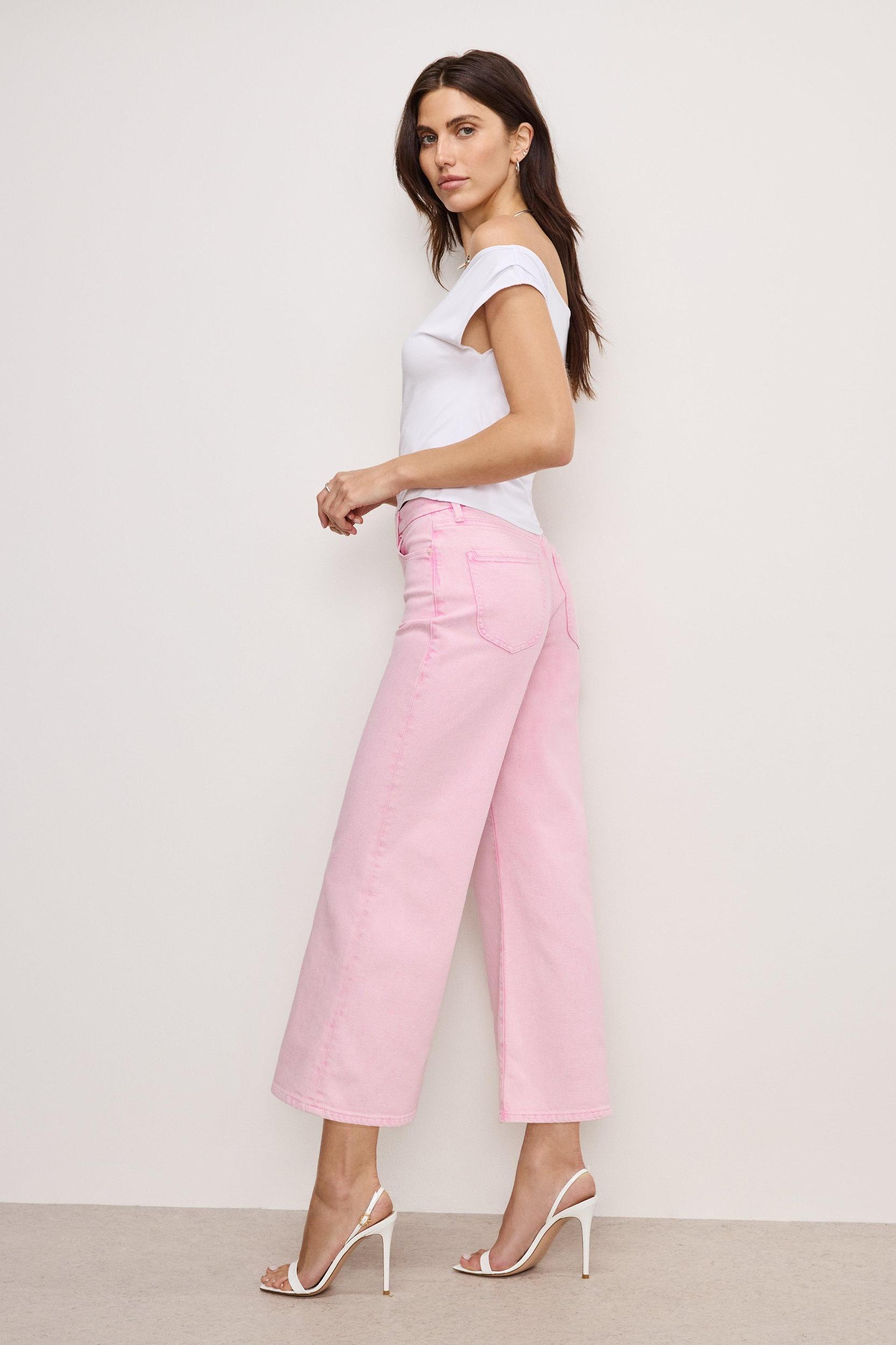 GOOD WAIST CROPPED PALAZZO JEANS | MINERAL ROSE QUARTZ001 Product Image