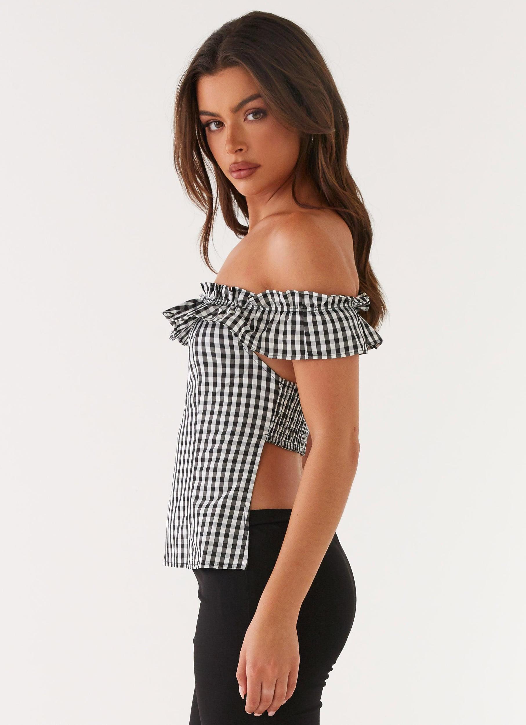 Gwyneth Top - Black Gingham Product Image