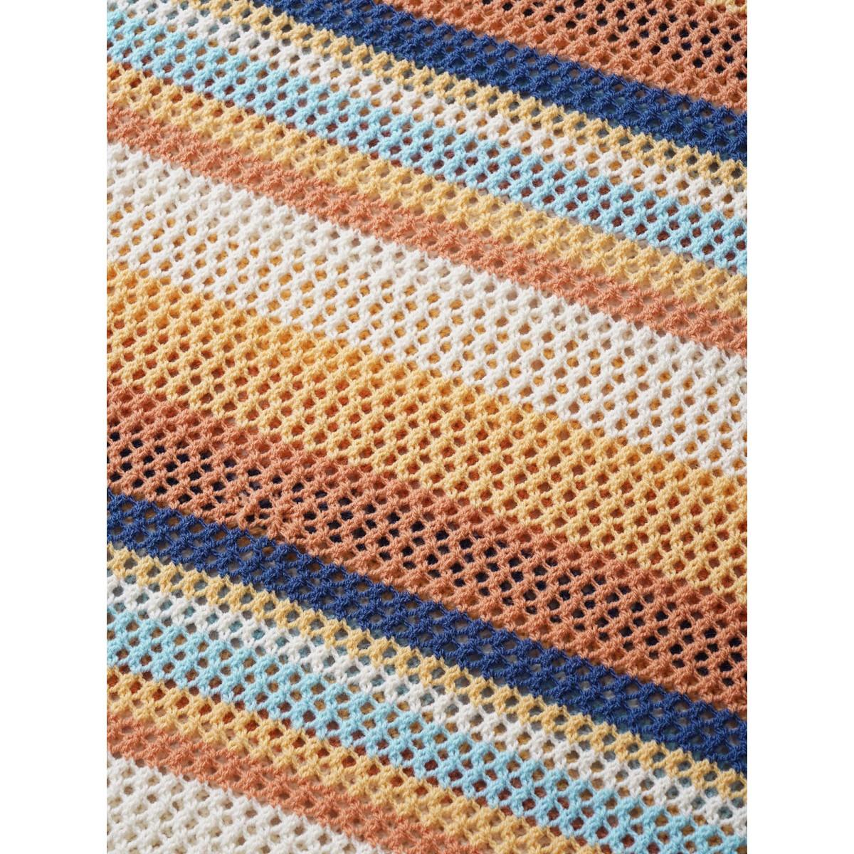 Plus Size Contrast Striped Crochet Cut Out Swim Cover Up Women's Swimwear Ivory Beach Crochet Curve Swim Cover Ups BloomChic 26/4X Product Image