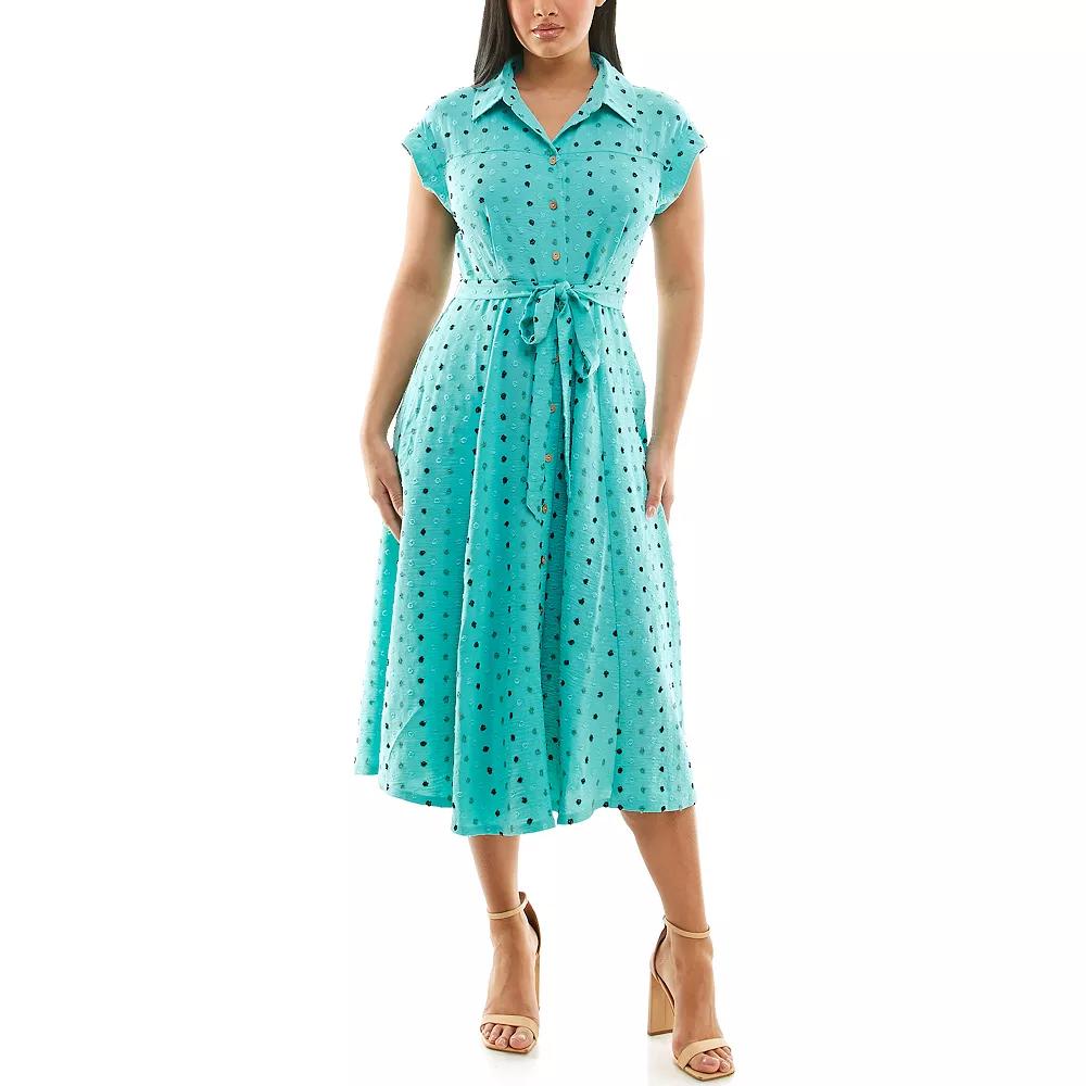 Women's Nina Leonard Collared Button Front Shirt Dress,  Product Image