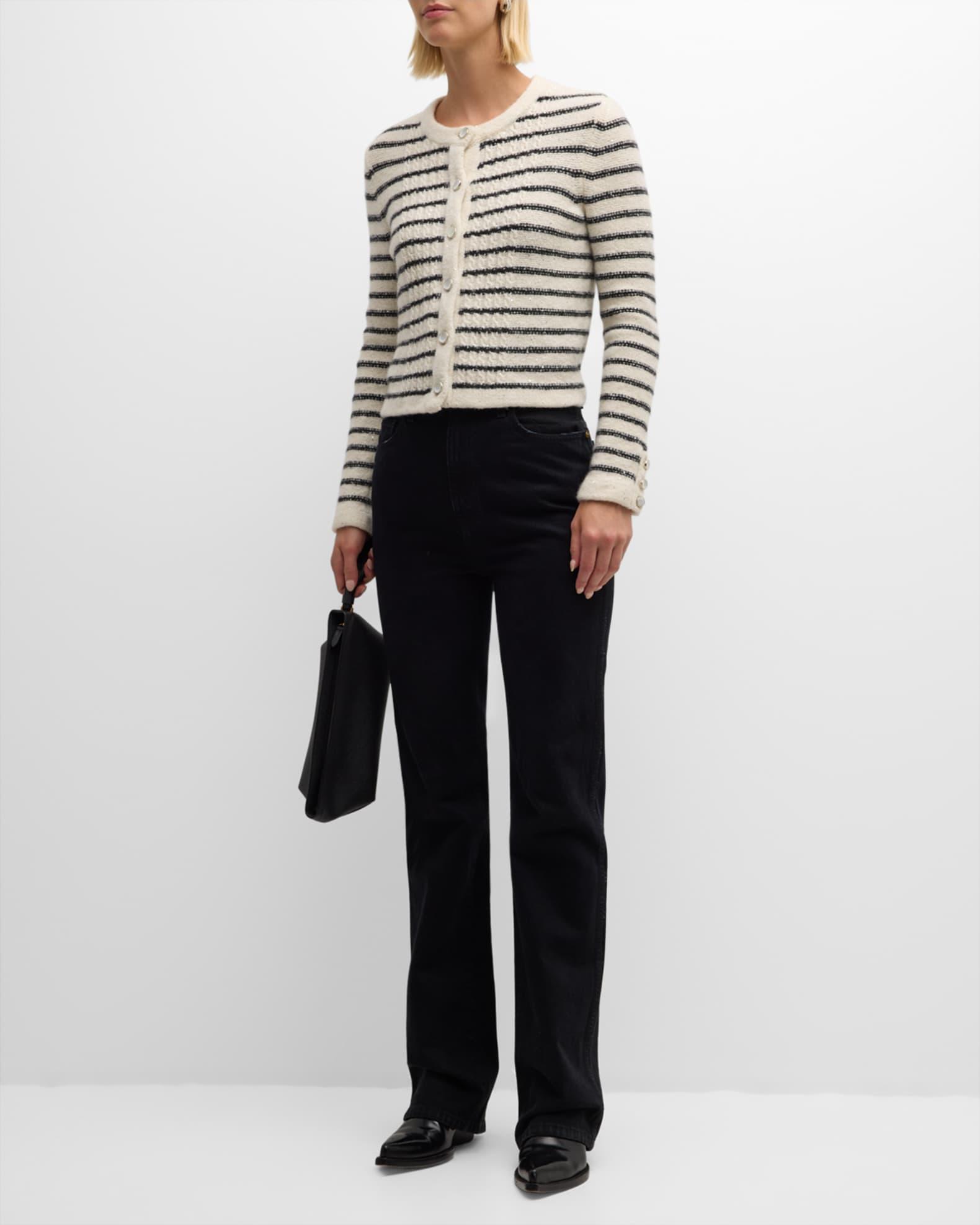 Striped Cable-Knit Sequined Cashmere Jacket Product Image