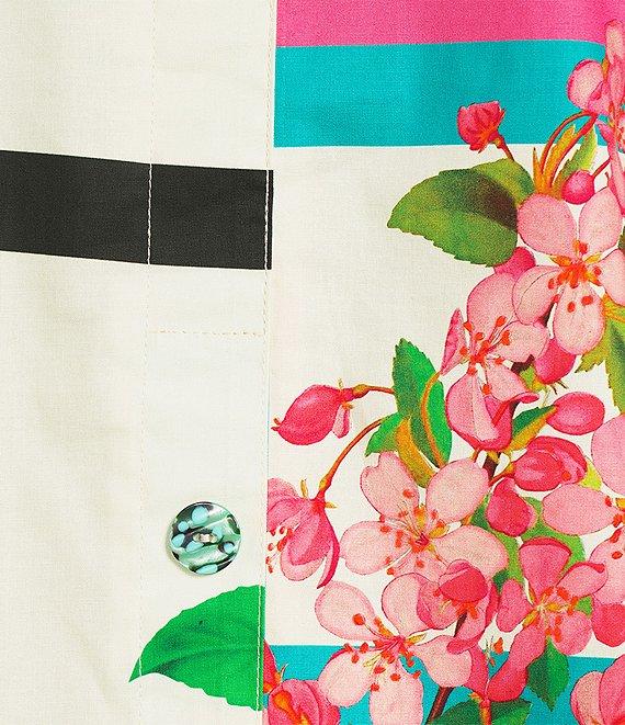 IC Collection Colorblock Floral Print Collar Neck Long Sleeve Blouse Product Image