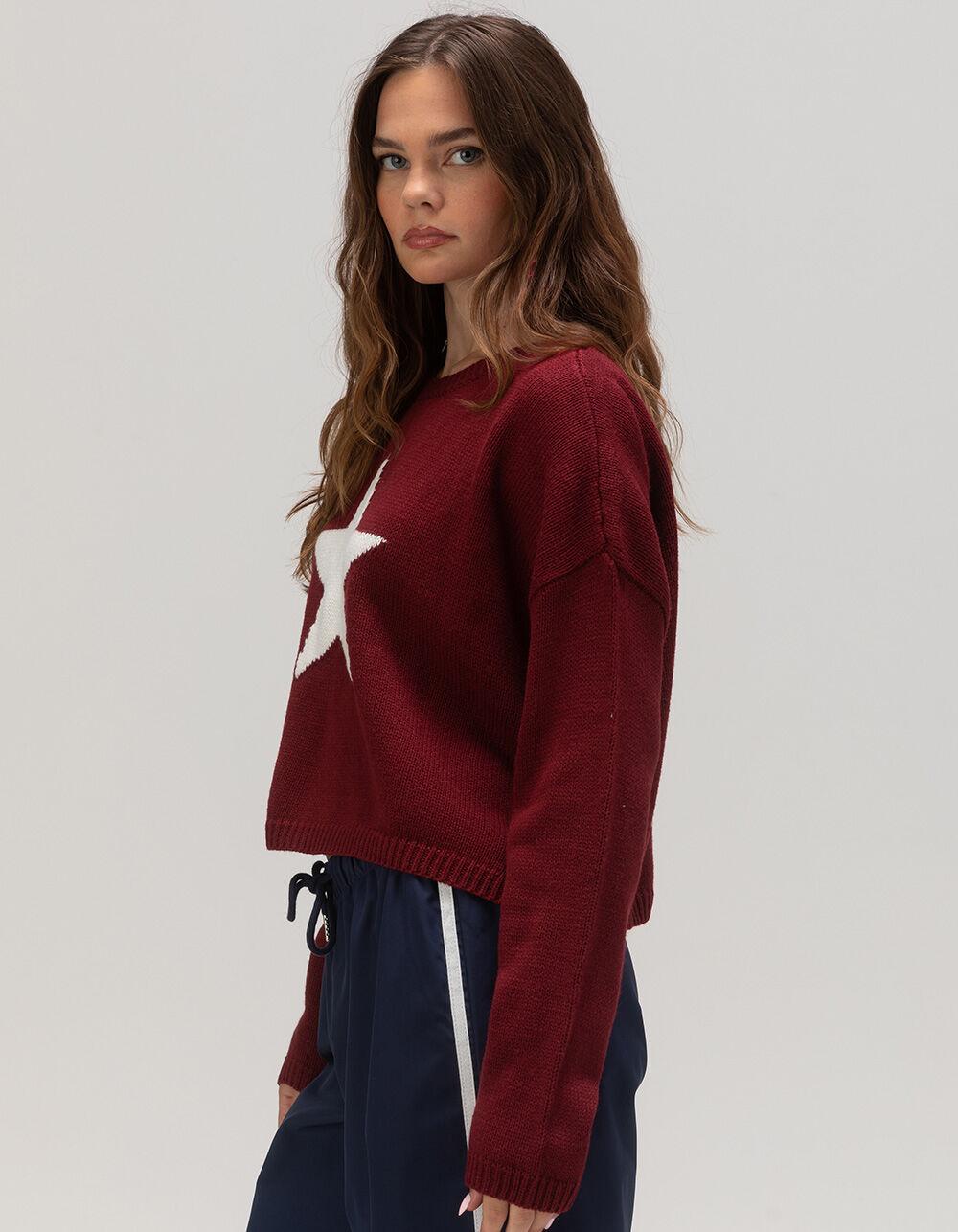 RSQ Womens Star Icon Sweater - BURGUNDY Product Image