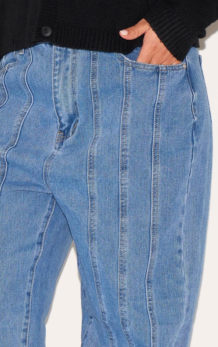 Plus Blue Seam Detail Straight Leg Jeans Product Image