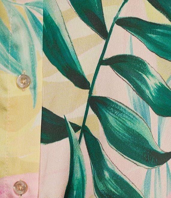 Guess Coordinating Satin Tropical Print Long Sleeve Bowed Jun Shirt Product Image