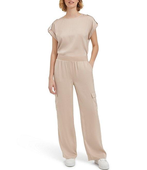 Calvin Klein Pull-On High Rise Straight Leg Flap Pocket Cargo Pants Product Image