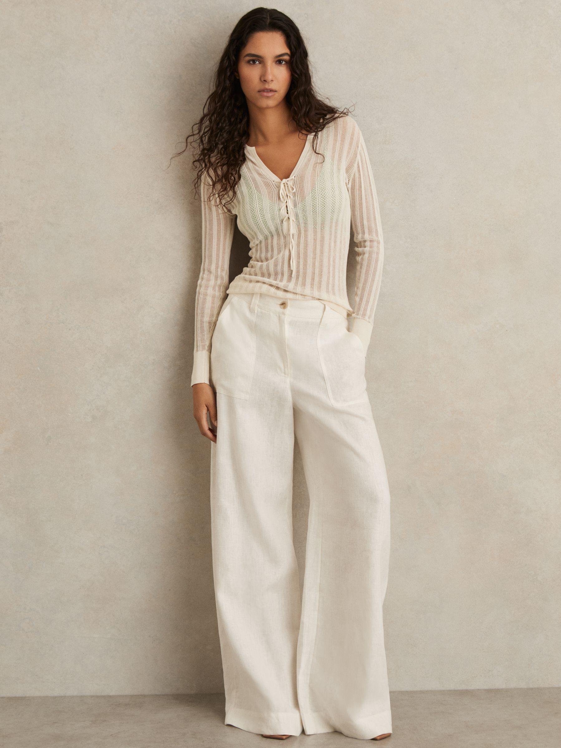 Knitted Beach Cover-Up Top in Cream Product Image