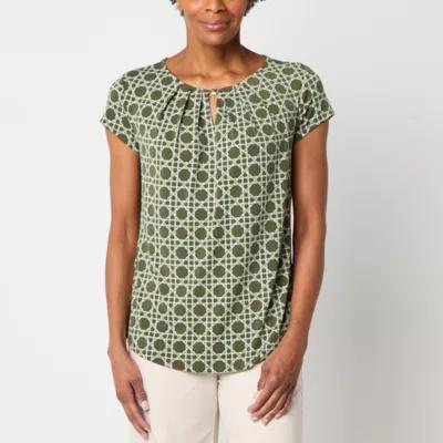 Liz Claiborne Womens Crew Neck Short Sleeve Blouse Product Image