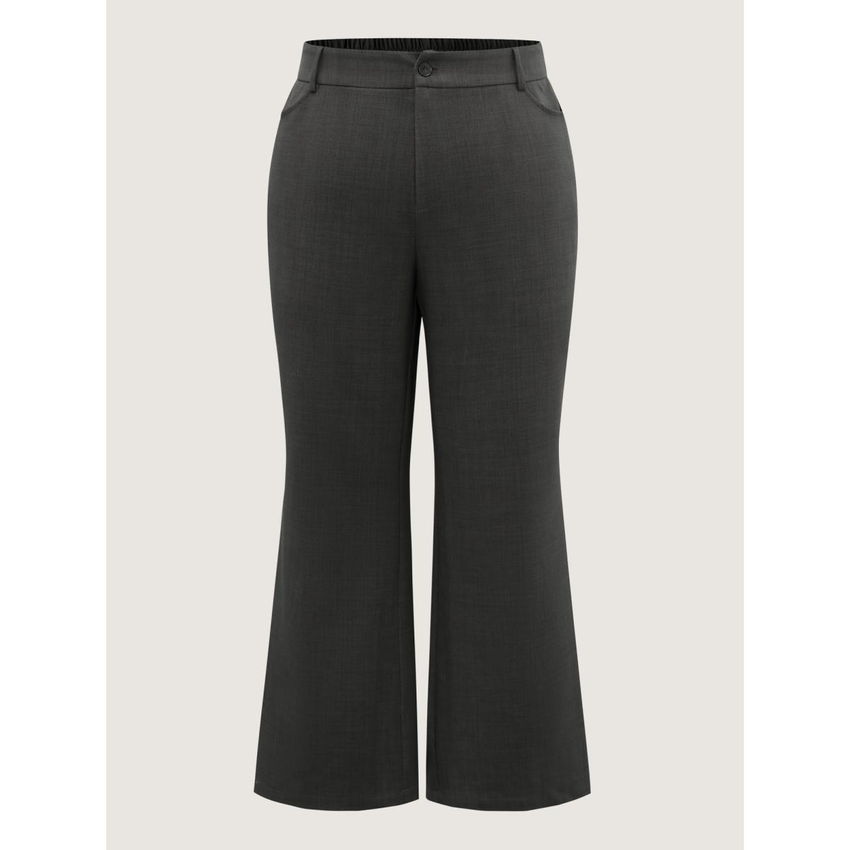 Plus Size Stretch Woven Micro Flare Pants Women DimGray Office Bodycon Mid Rise Office Pants BloomChic 14-16/1X Product Image