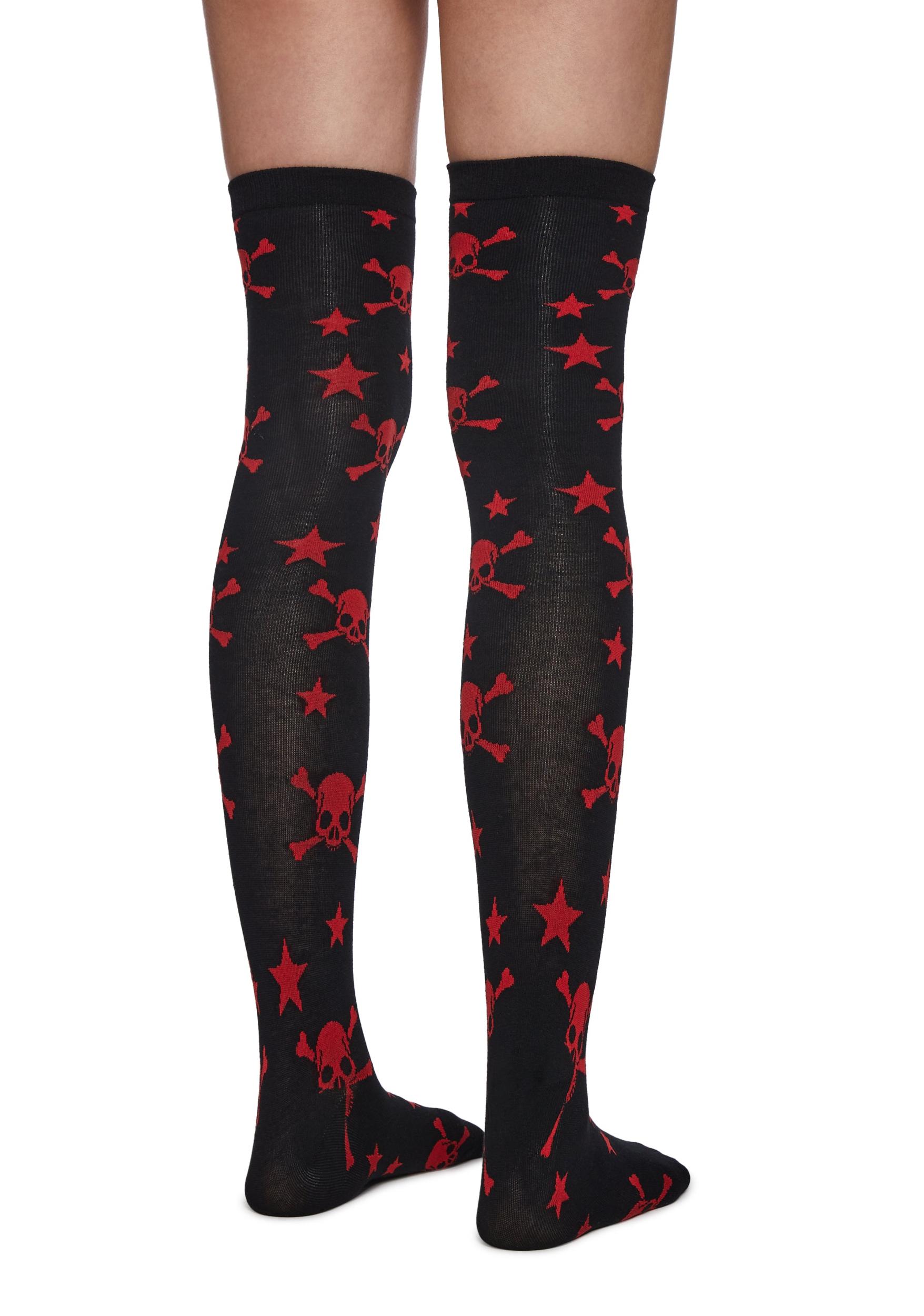 Skull Crossbones Stars Knee High Socks Pack Product Image