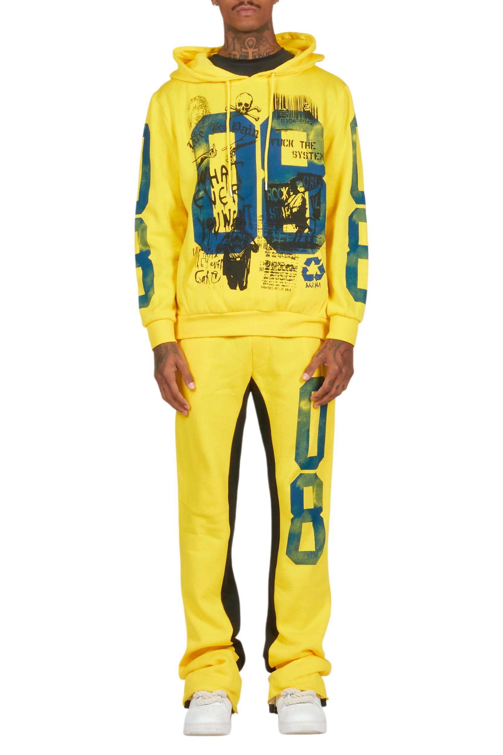 Grill Yellow Hoodie Baggy Track Pant Set Male Product Image