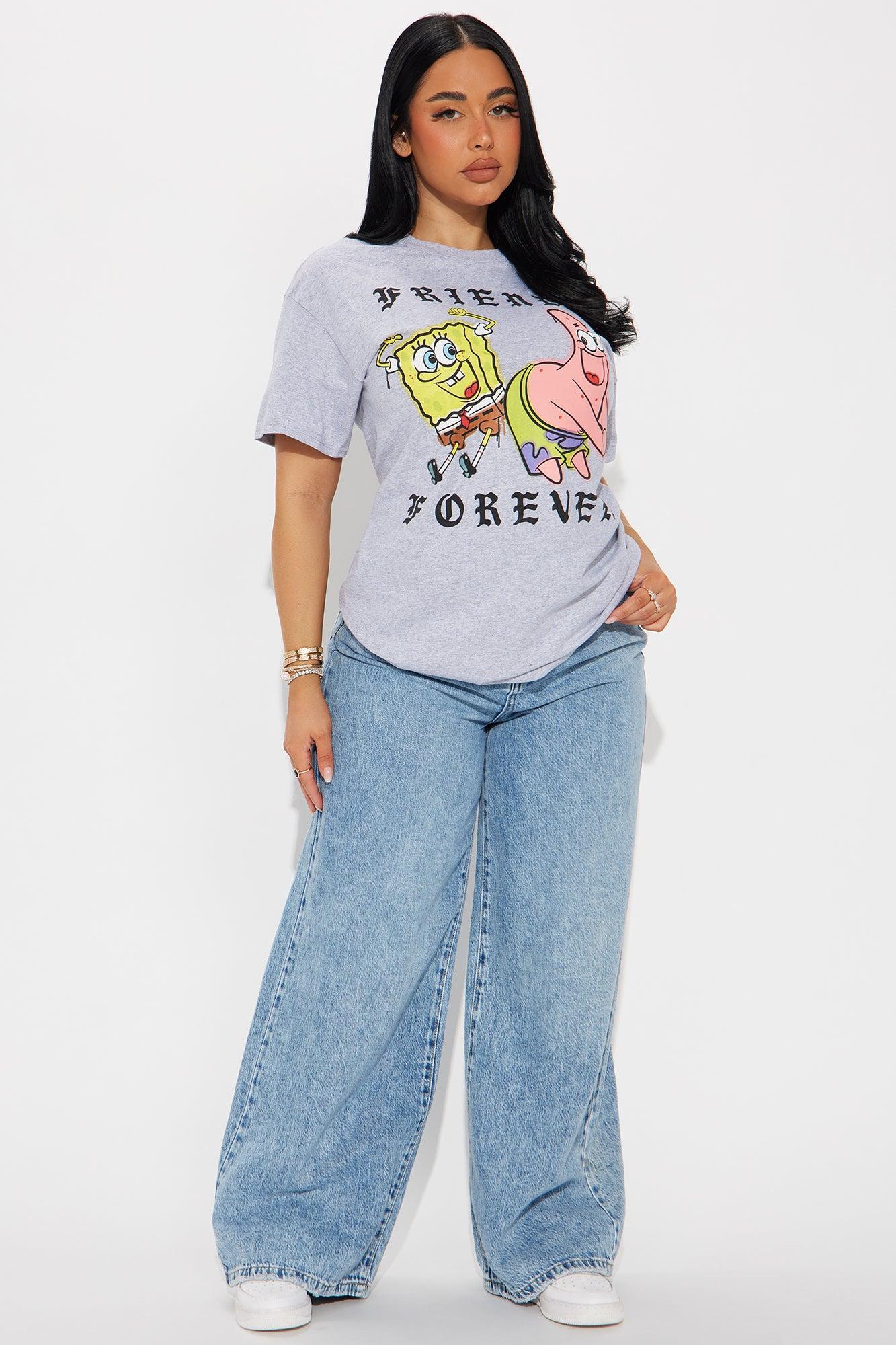 Spongebob & Patrick Forever Oversized Tee - Heather Grey Product Image
