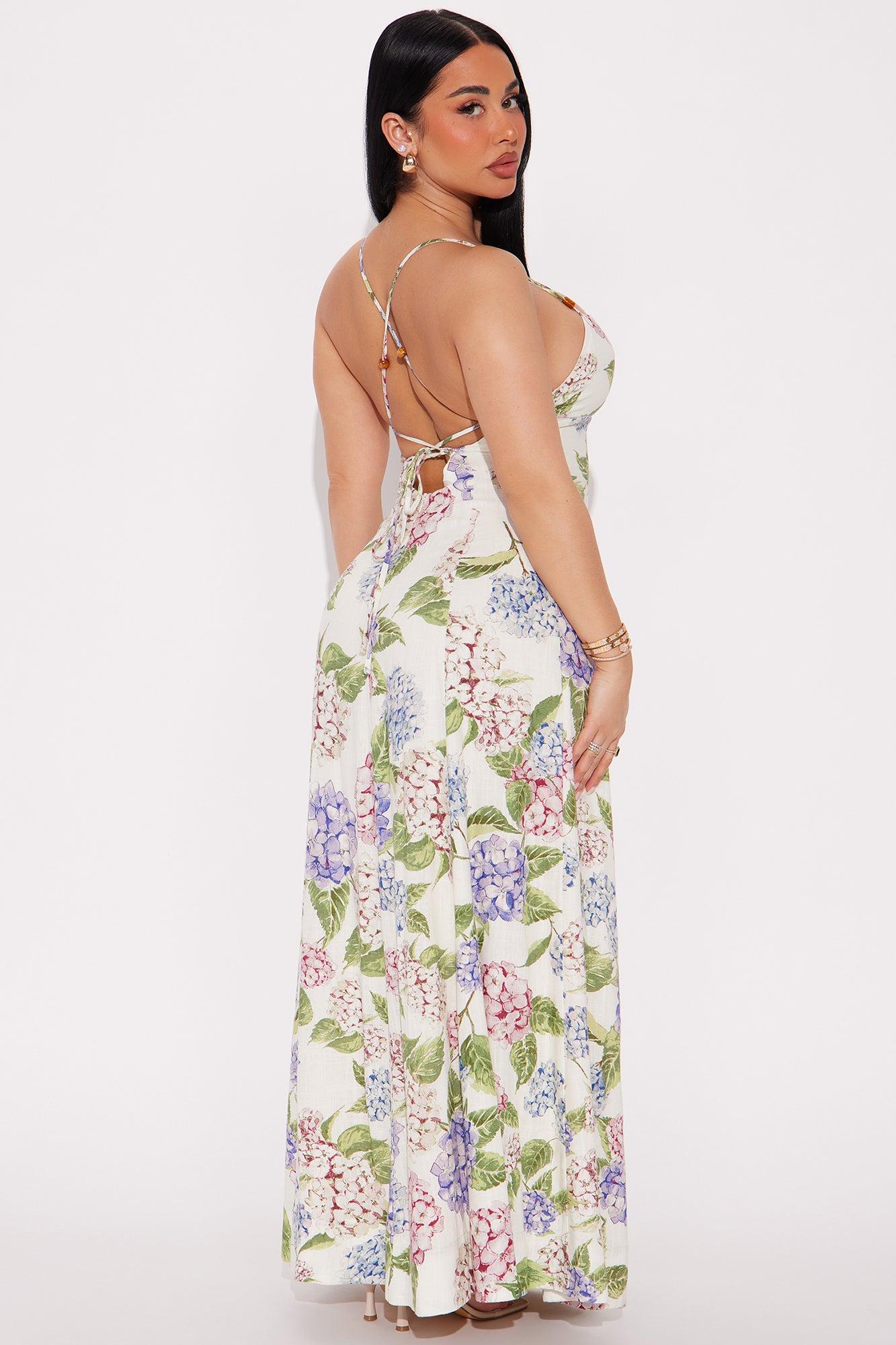 Maria Linen Maxi Dress - White/combo Product Image