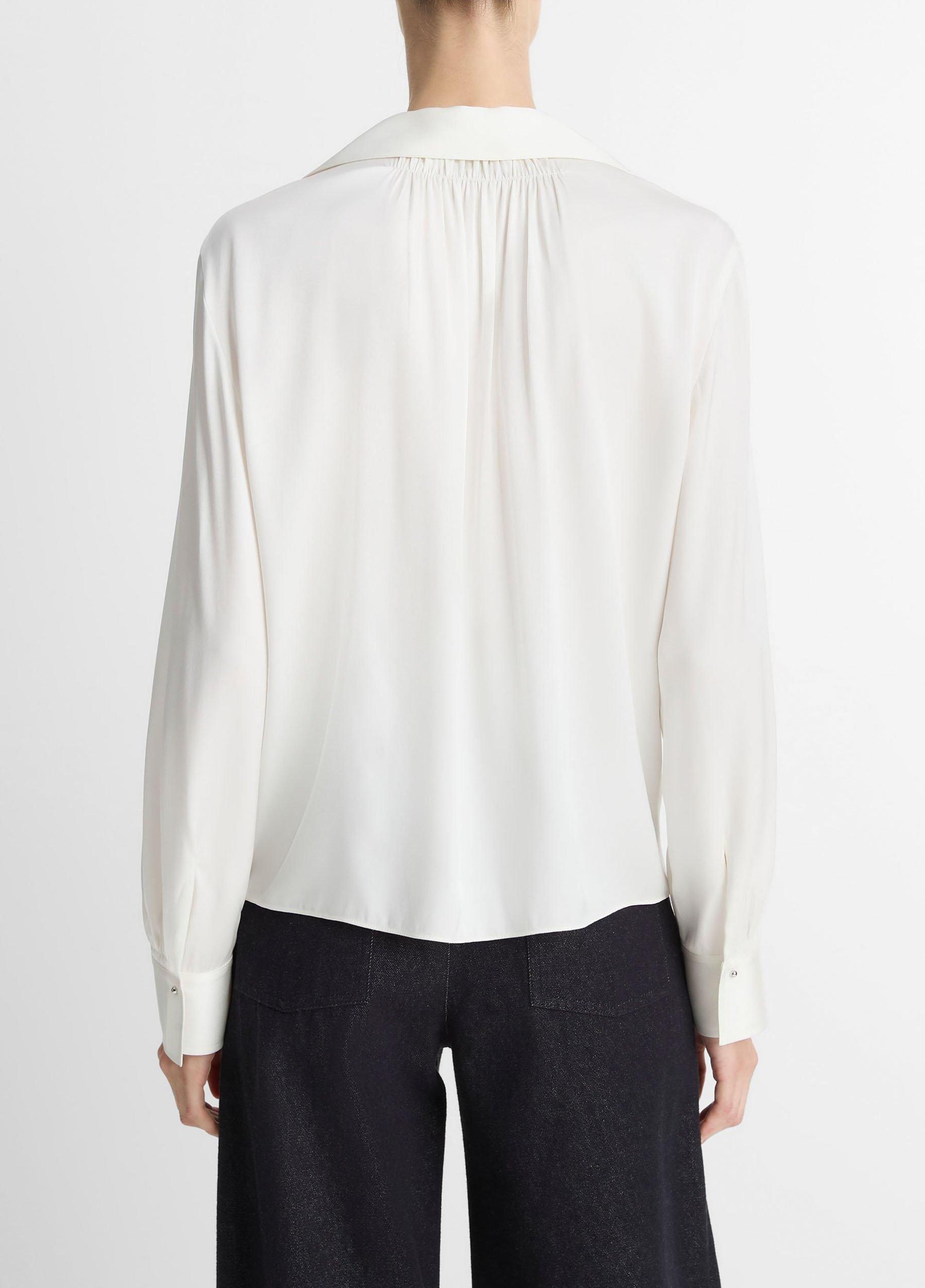 Smocked Silk-Blend Long-Sleeve Blouse Product Image