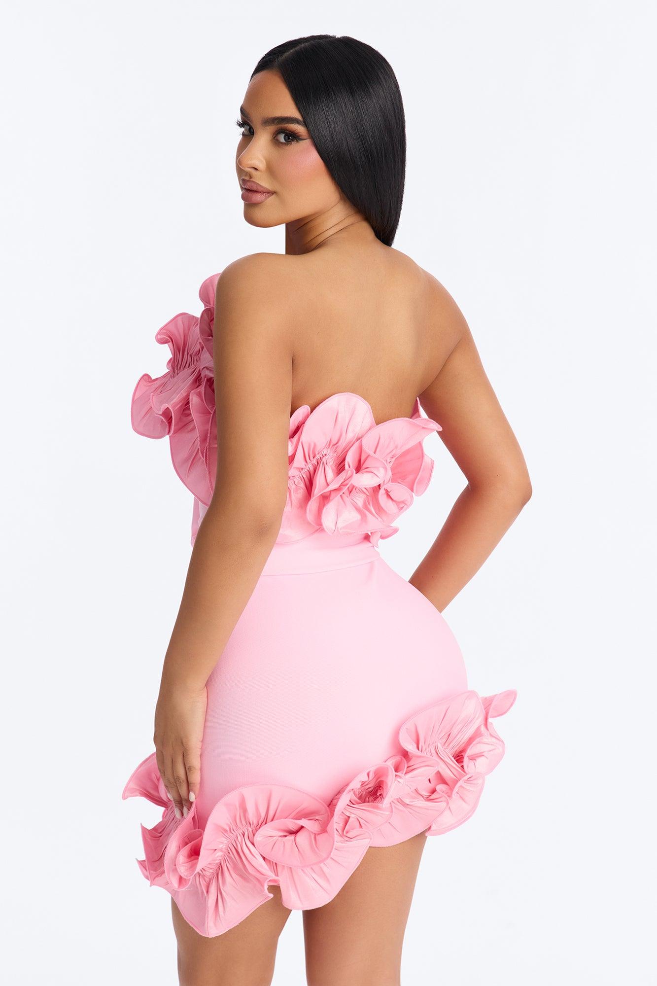 Myla Strapless Bandage Mini Dress - Pink Female Product Image