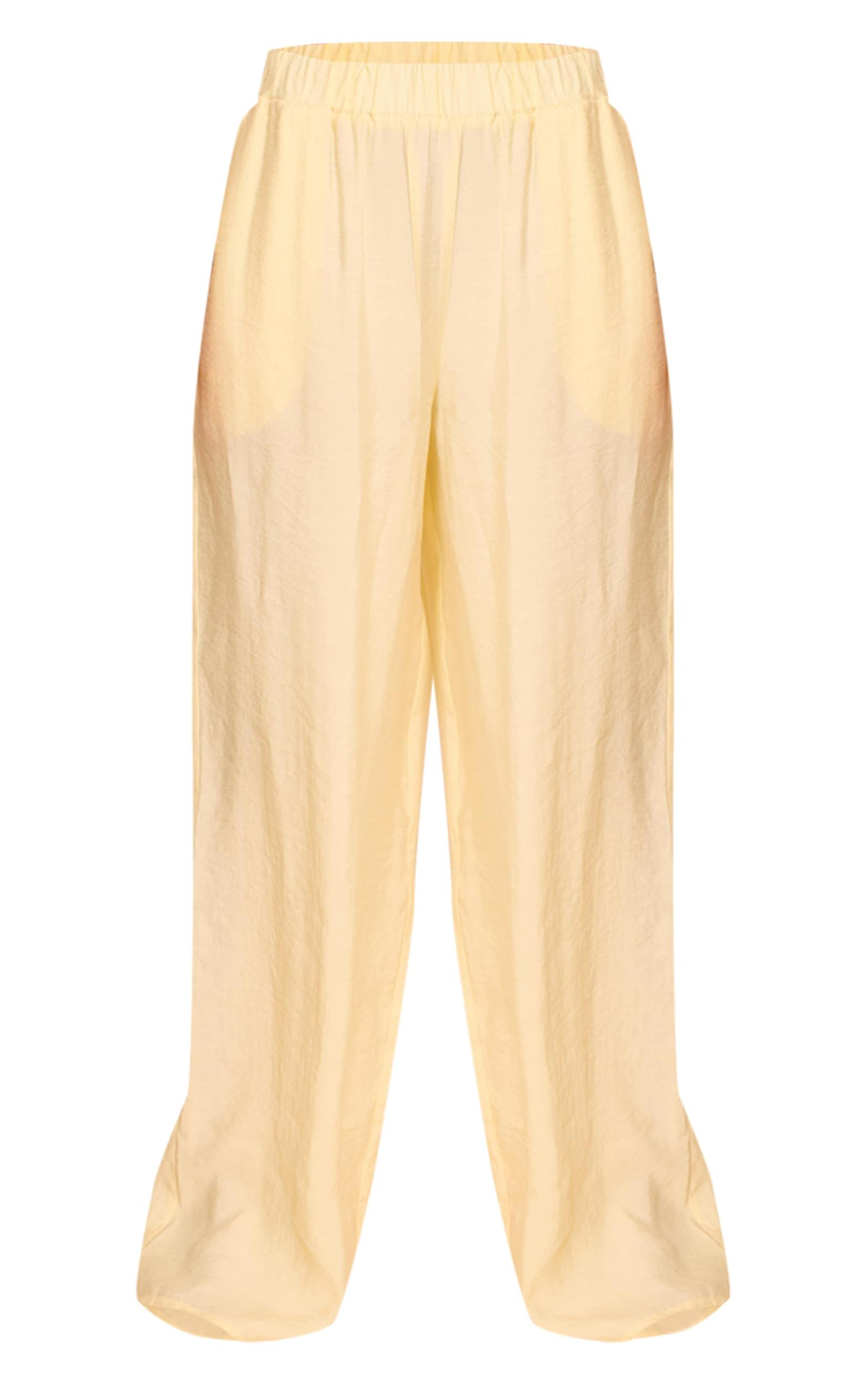 Butter Cream Woven Straight Leg Pants Product Image