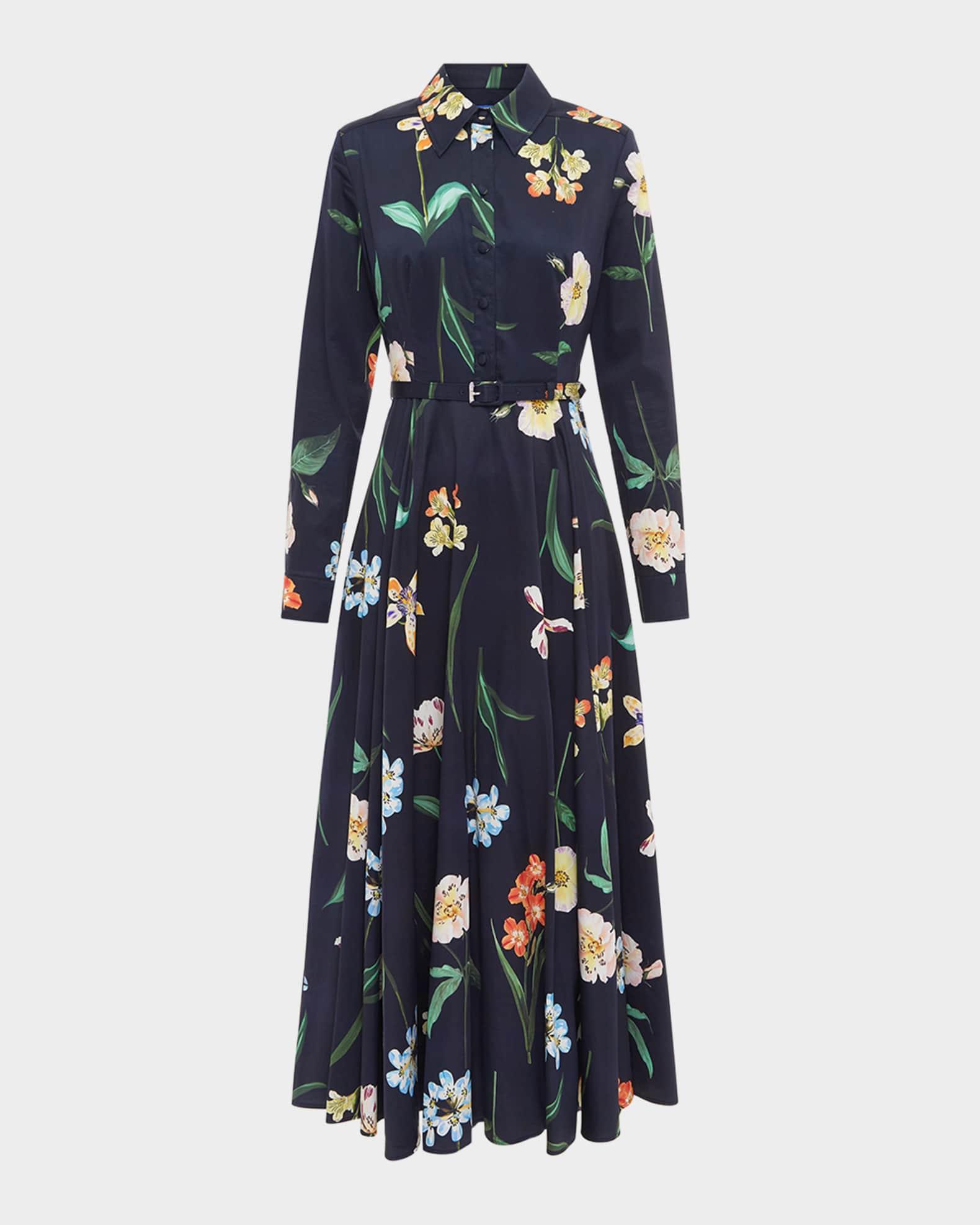 Zara Belted Floral-Print Cotton Midi Shirtdress Product Image