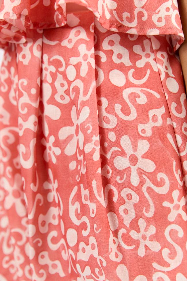 Spotlight Moment Coral Print Halter Neck Romper FINAL SALE Product Image