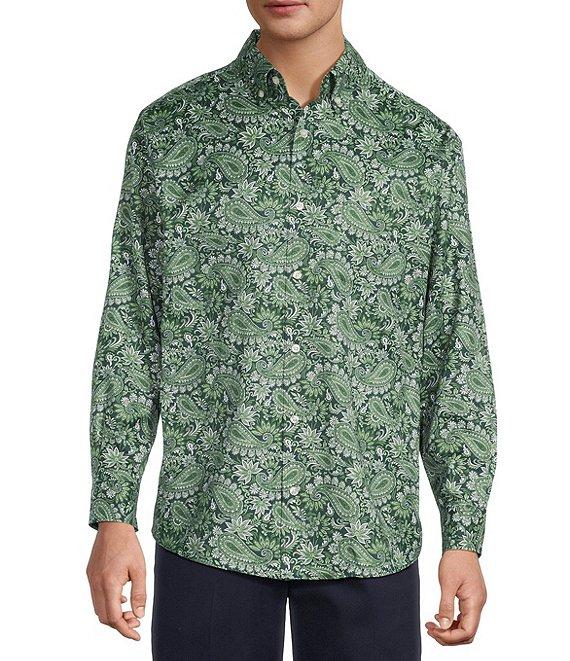Roundtree & Yorke Big & Tall Long Sleeve Paisley Print Oxford Sport Shirt Product Image