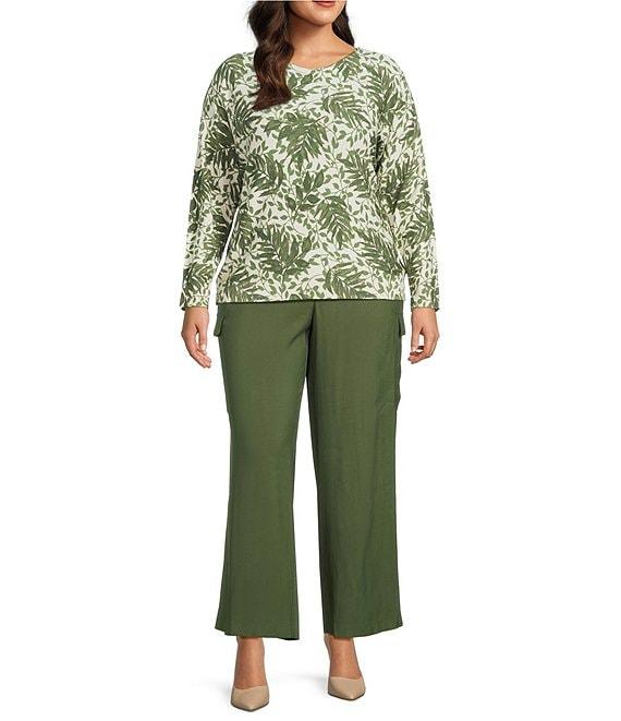 Investments Plus Layered Leaves Long Sleeve Boat Neck Pullover Sweater Product Image