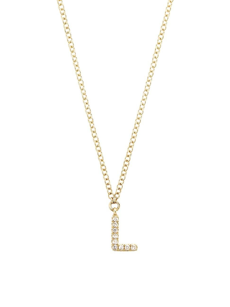 Womens 14K Yellow Gold & 0.03 TCW Diamond Initial Pendant Necklace Product Image