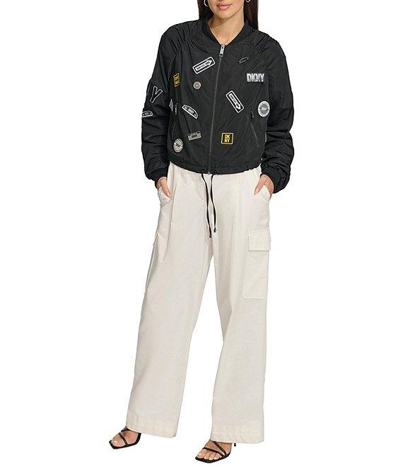 DKNY by Donna Karan Round Logo Patched Bomber Jacket Product Image