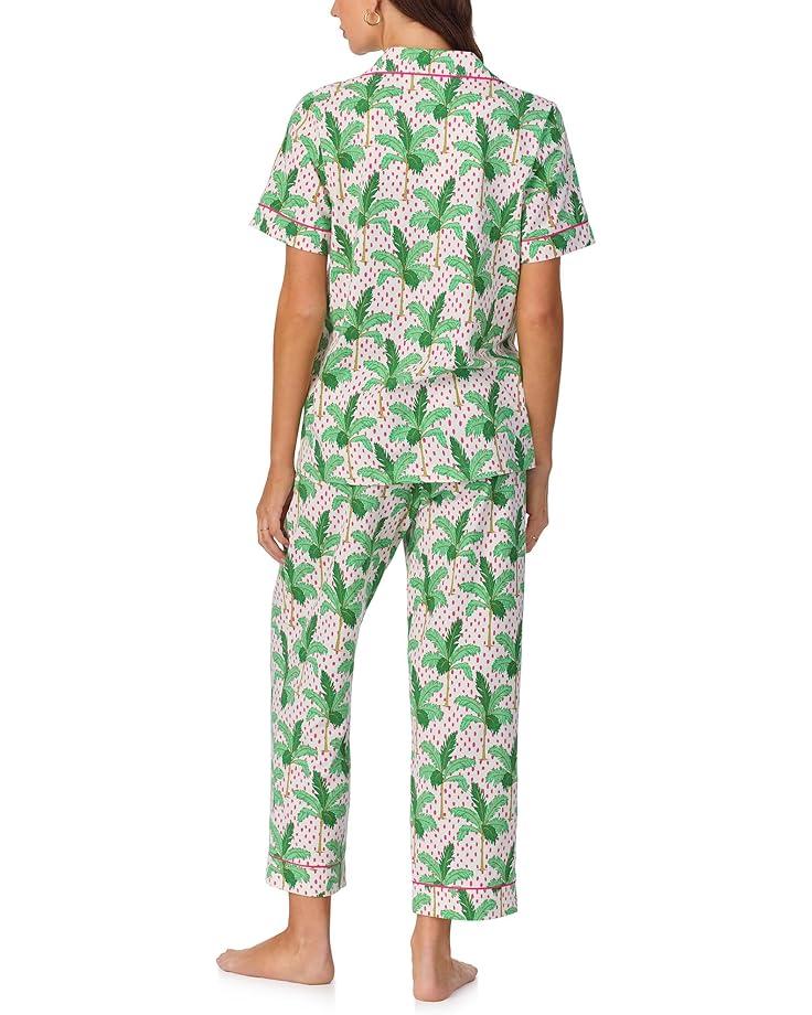 Short Sleeve Cotton Woven Cropped Pajama Set Product Image