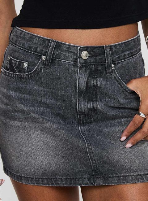 Paulette Denim Mini Skirt Grey Wash Product Image