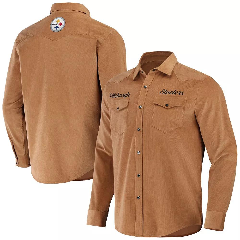 Men's NFL x Darius Rucker Collection by Fanatics Tan Green Bay Packers Western Full-Snap Shirt,  Product Image