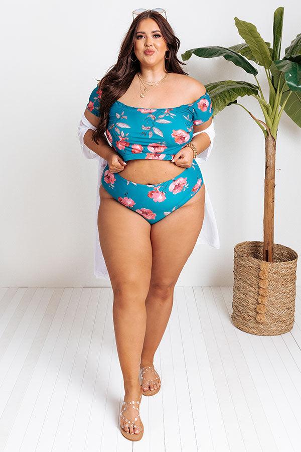 Secret Beach Floral Bikini Top in Ocean Blue Curves Product Image