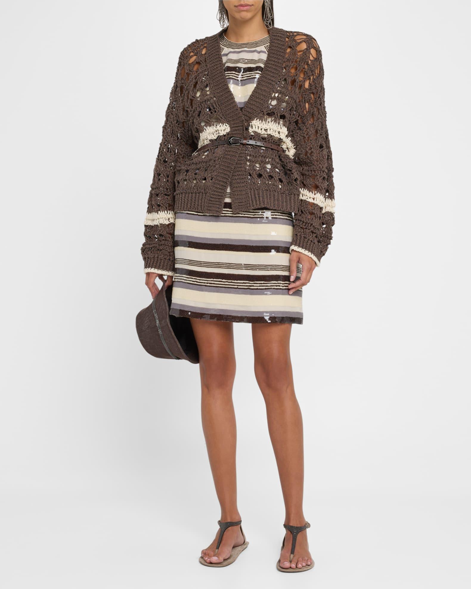 Multi Pailette Stripe Halter Mini Dress Product Image