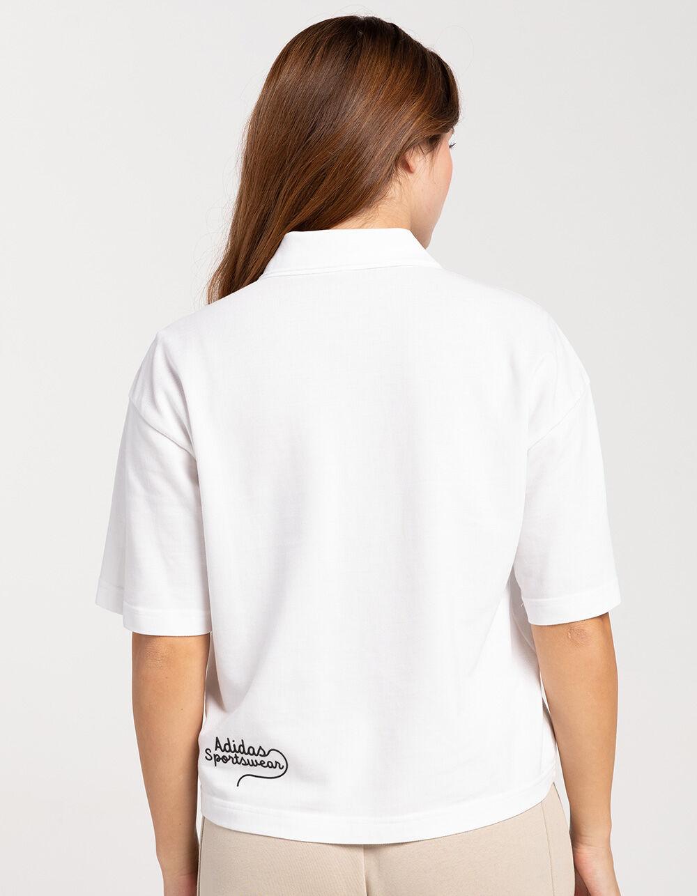 ADIDAS Scribble Embroidery Womens Polo Shirt - WHITE Product Image