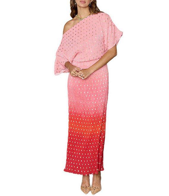 Never Fully Dressed Tilly Off-The-Shoulder Short Sleeve Ombre Maxi Dress Product Image