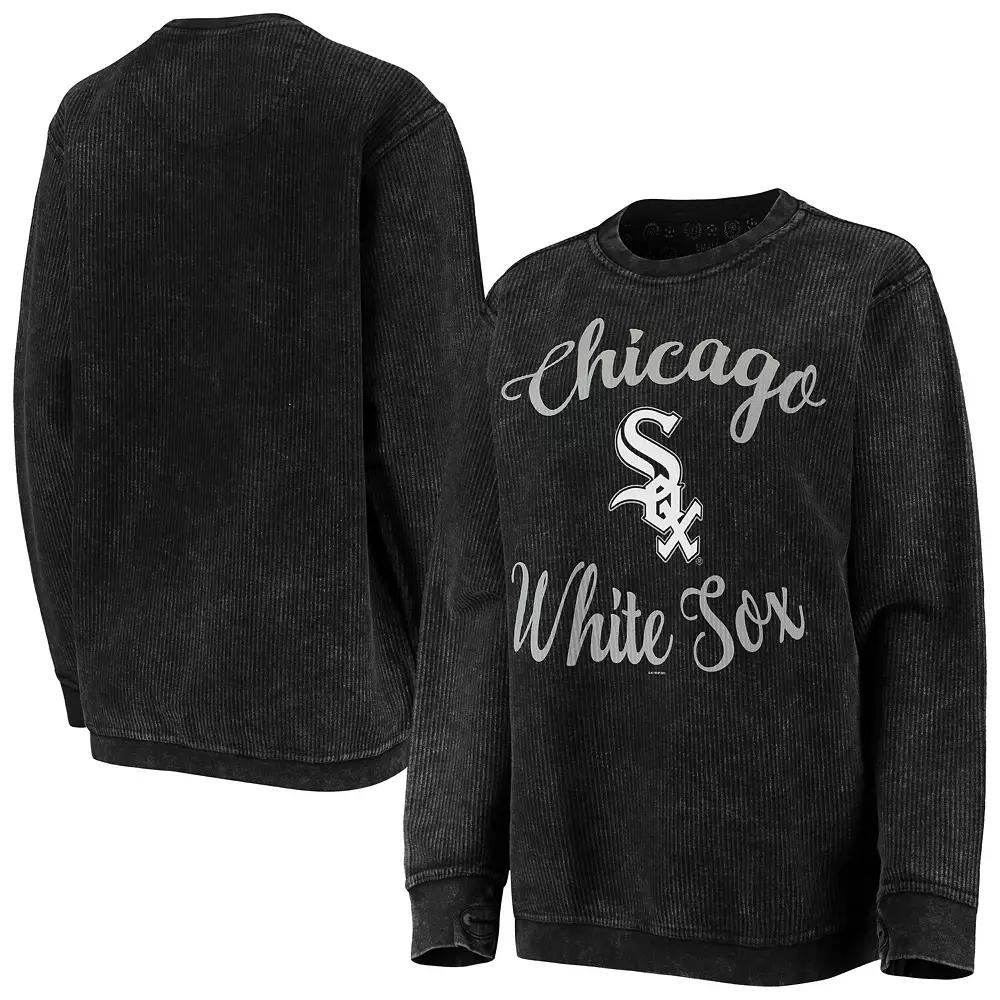 Women's G-III 4Her by Carl Banks Black Chicago White Sox Script Comfy Cord Pullover Sweatshirt,  Product Image