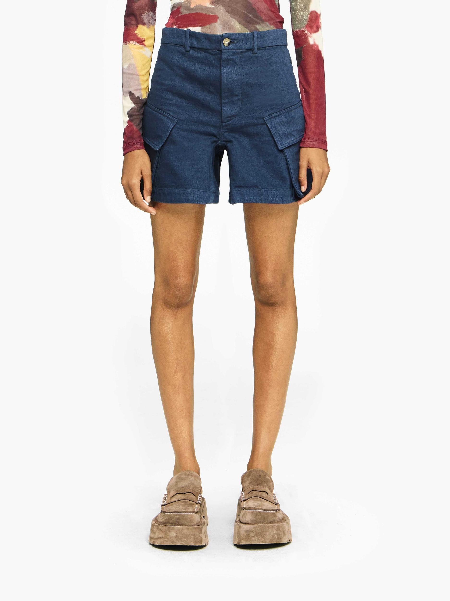 HIGH-WAISTED CARGO TWILL SHORTS Product Image