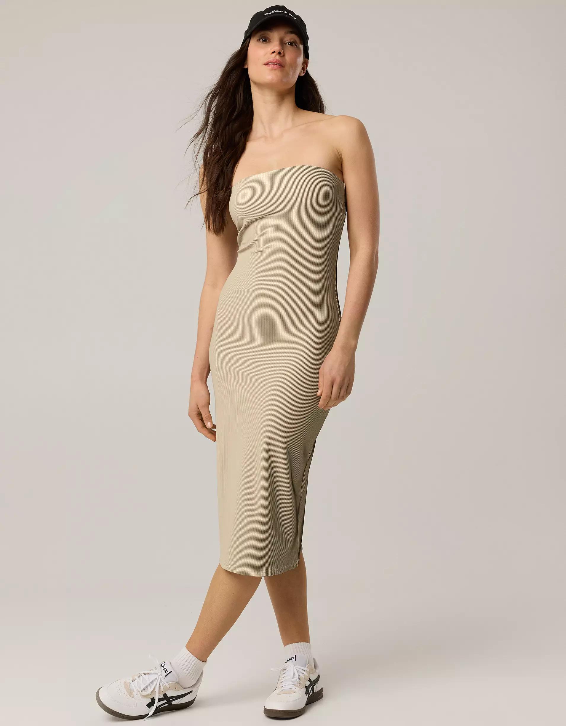 OFFLINE By Aerie Stripe Rib Night Out Midi Tube Dress Product Image