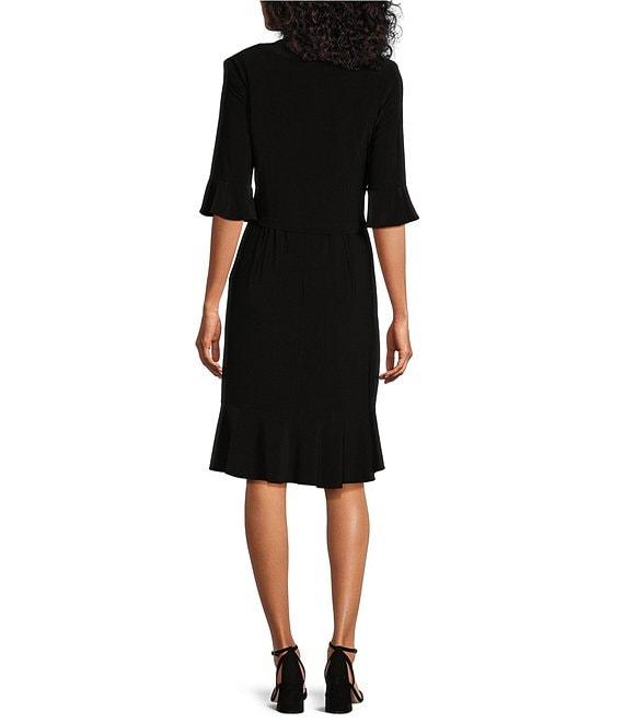 Le Bos Square Neck 3/4 Bell Sleeve Sequin Trim 2-Piece Jacket Dress Product Image