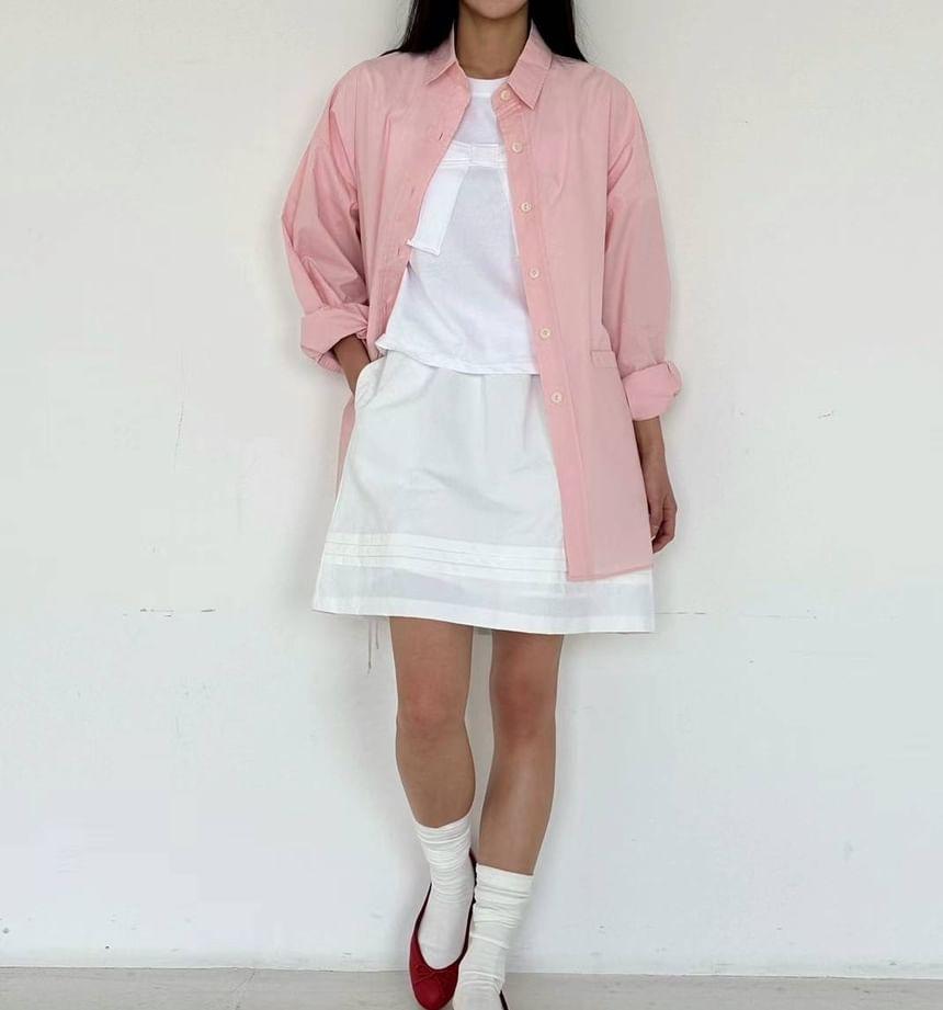 Short Sleeve Bow Applique Plain T-Shirt Product Image