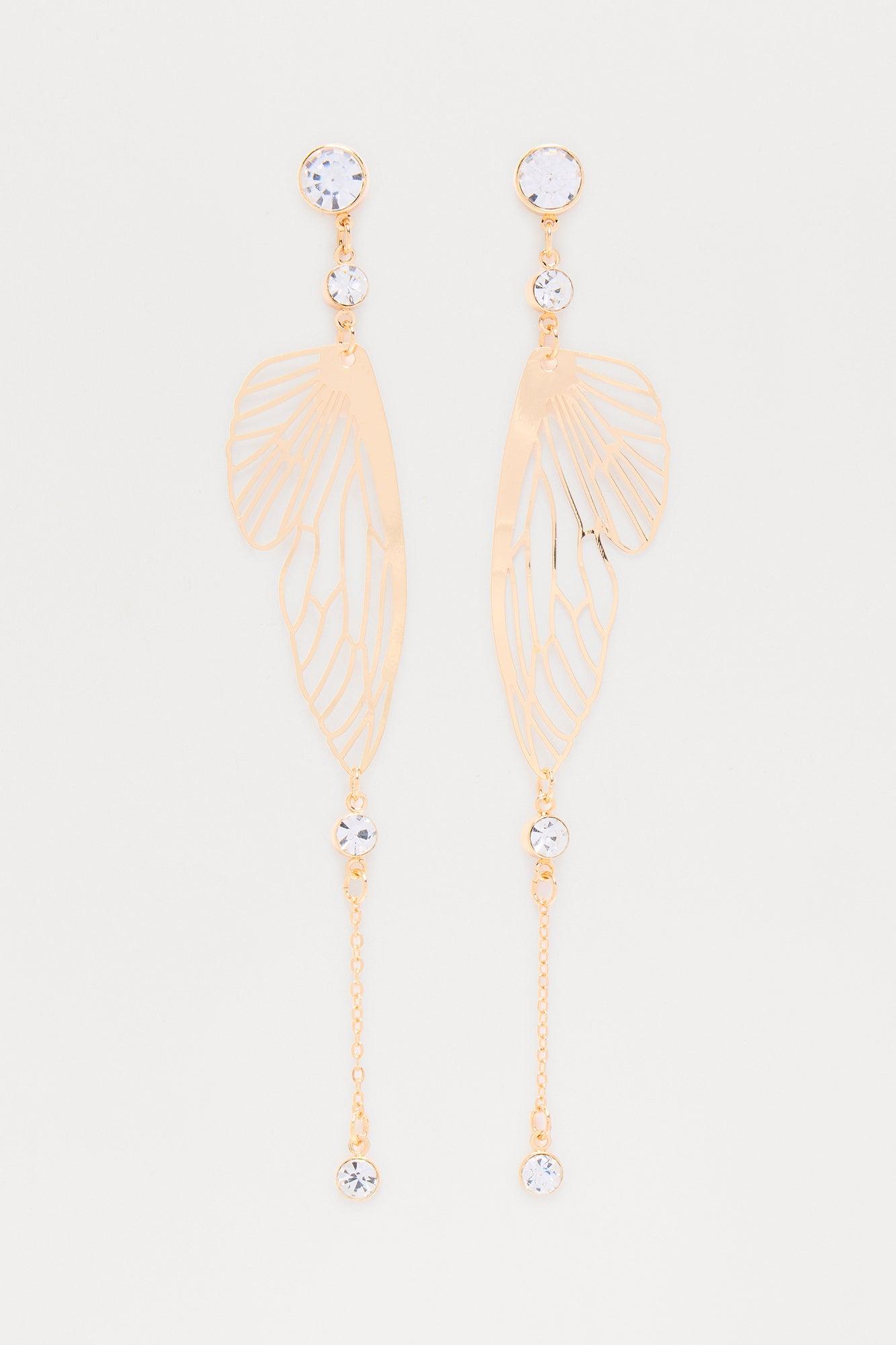 Learning To Fly Butterfly Drop Earrings - Gold Product Image