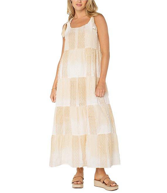 Liverpool Los Angeles Woven Scoop Neck Sleeveless Adjustable Straps Maxi Shift Dress Product Image