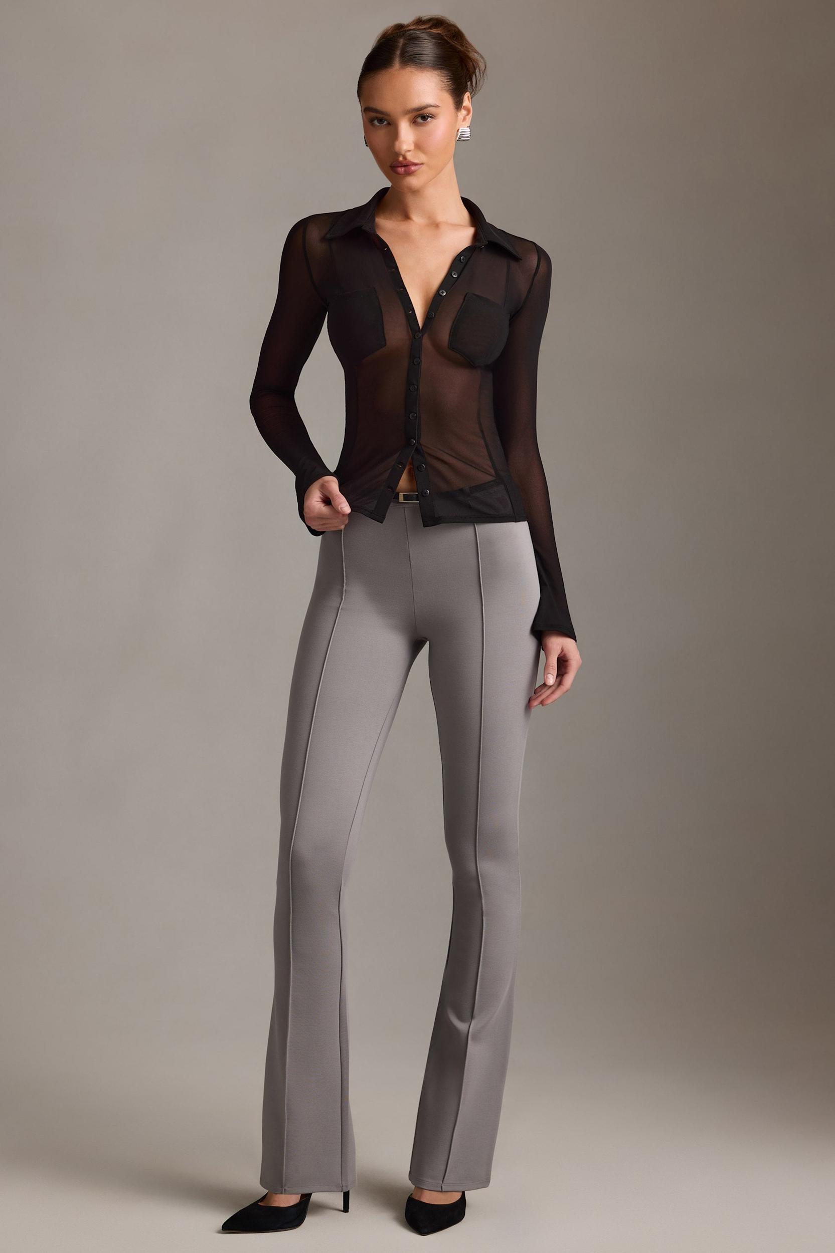 Sheer Long-Sleeve Shirt in Black Product Image