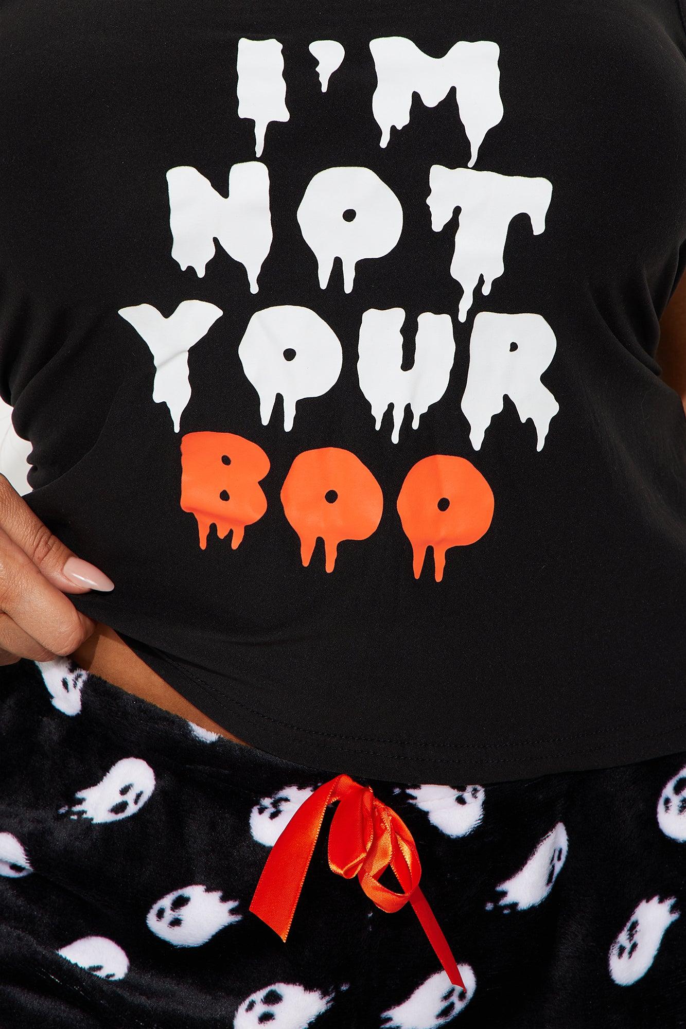 I'm Not Your Boo Halloween PJ Short Set - Black/White Female Product Image