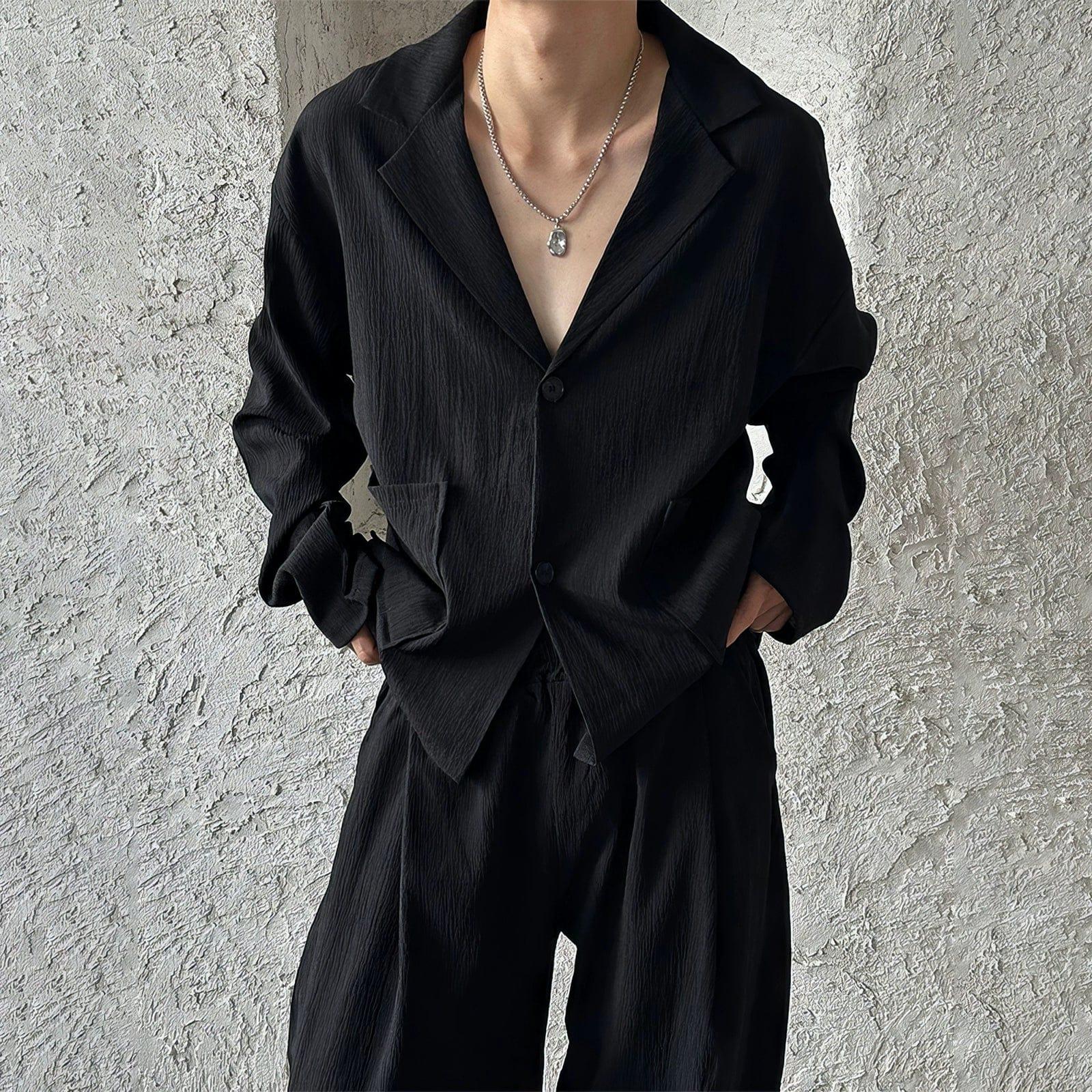 RT No. 11871 TEXTURED BLAZER & STRAIGHT PANTS Product Image